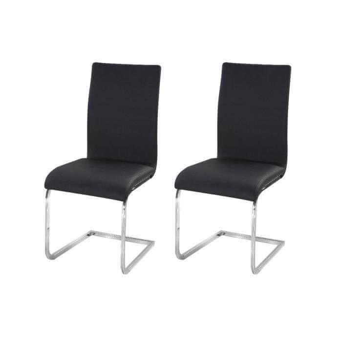 VERVELEY LEA Súprava 2 jedálenských stoličiek, Čierna imitácia, Moderné, Ll. 43 x gl. 56 cm