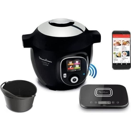 MOULINEX MOULINEX CE859800 COOKEO + Connect Smart Multicooker s váhou a plechom na pečenie, 6 l, 200 receptov, čierna