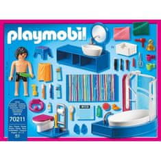 Playmobil PLAYMOBIL 70211, Domček pre bábiky La Maison Traditionnelle, Kúpeľňa s vaňou, Novinka pre rok 2020