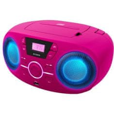 Bigben Prenosné rádio BIGBEN CD61RSUSB Cd Usb Pink + svetelné reproduktory