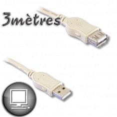 VERVELEY Predlžovací kábel USB 2.0 A samec / A samica 3 m