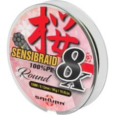 SAKURA SAKURA Sensibraid 8 Zelené 150 M opletené káble, 0,15 mm / 11 kg / 24,2 lbs.