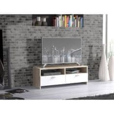 VERVELEY TV stolík FINLANDEK HELPPO moderný matný biely a dubový dekor, l. 95 cm