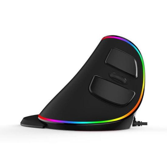 VERVELEY Vertikálna myš DELUX Ergo Black, bezdrôtová, RGB