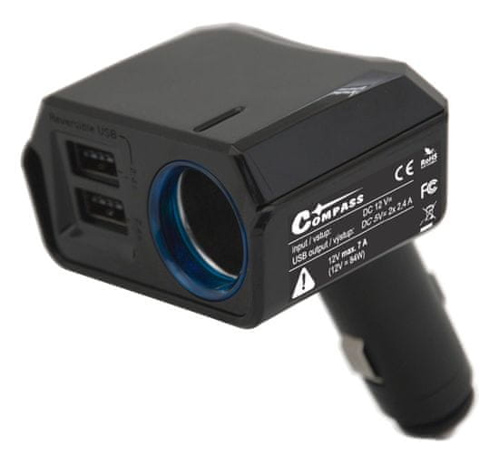 Compass Adaptér pevný 12V + 2x USB 2400mA SELECT