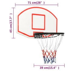 Vidaxl Basketbalová doska biela 71x45x2 cm polyetén