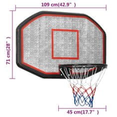 Vidaxl Basketbalová doska čierna 109x71x3 cm polyetén