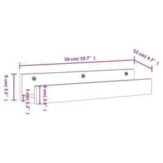 Vidaxl Nástenné skrinky 2 ks biele 50x12x9 cm masívna borovica