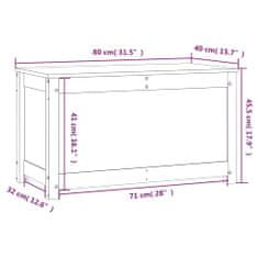 Vidaxl Úložný box sivý 80x40x45,5 cm masívna borovica