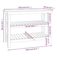 Vidaxl Pracovná lavica medová 110,5x50x80 cm masívna borovica