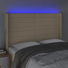 Vidaxl Čelo postele s LED krémové 147x16x118/128 cm látka