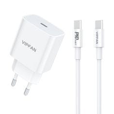 Vipfan Sieťová nabíjačka Vipfan E04, USB-C, 20 W, QC 3.0 + kábel USB-C (biela)