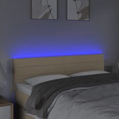 Vidaxl Čelo postele s LED krémové 144x5x78/88 cm látka