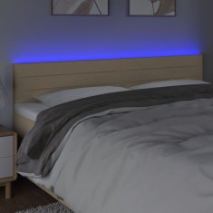 Vidaxl Čelo postele s LED krémové 200x5x78/88 cm látka