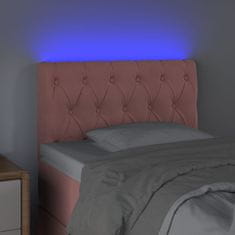 Vidaxl Čelo postele s LED ružové 80x7x78/88 cm zamat