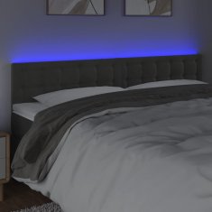 Vidaxl Čelo postele s LED tmavosivé 200x5x78/88 cm zamat