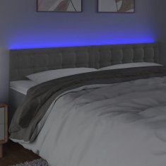 Vidaxl Čelo postele s LED bledosivé 200x5x78/88 cm zamat