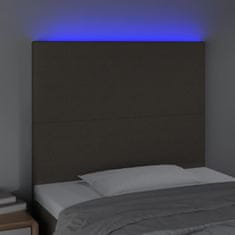 Vidaxl Čelo postele s LED sivohnedé 100x5x118/128 cm umelá koža