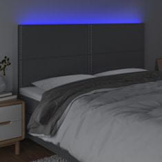shumee Čelo postele s LED tmavosivé 160x5x118/128 cm látka