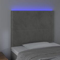 Vidaxl Čelo postele s LED bledosivé 90x5x118/128 cm zamat