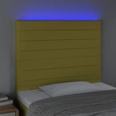 Vidaxl Čelo postele s LED zelené 100x5x118/128 cm látka