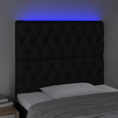 Vidaxl Čelo postele s LED čierne 90x7x118/128 cm látka