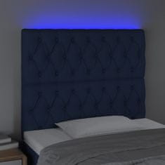 Vidaxl Čelo postele s LED modré 90x7x118/128 cm látka