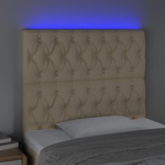 Vidaxl Čelo postele s LED krémové 100x7x118/128 cm látka