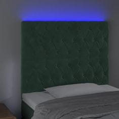 Vidaxl Čelo postele s LED tmavozelené 100x7x118/128 cm zamat