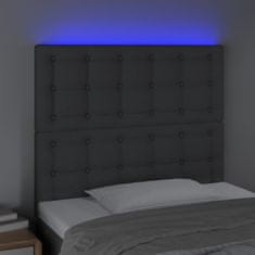 shumee Čelo postele s LED tmavosivé 80x5x118/128 cm látka