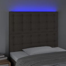 Vidaxl Čelo postele s LED sivohnedé 100x5x118/128 cm umelá koža