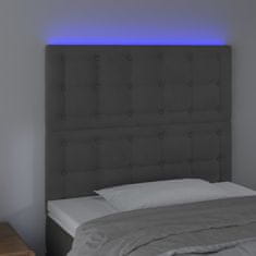 shumee Čelo postele s LED tmavosivé 80x5x118/128 cm zamat