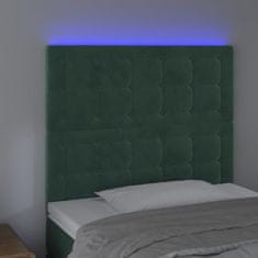 Vidaxl Čelo postele s LED tmavozelené 80x5x118/128 cm zamat