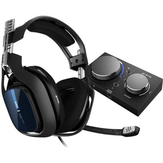 ASTRO Herná náhlavná súprava ASTRO A40 TR + MixAmp Pro 939-001661 Jack 3,5 mm, drôtová do uší USB, čierna/modrá