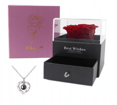 Korbi Večná ruža, kvetinová škatuľa, hologramový náhrdelník