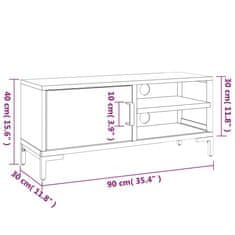 Vidaxl Nočný stolík hnedý 90x30x40 cm masívna recyklovaná borovica