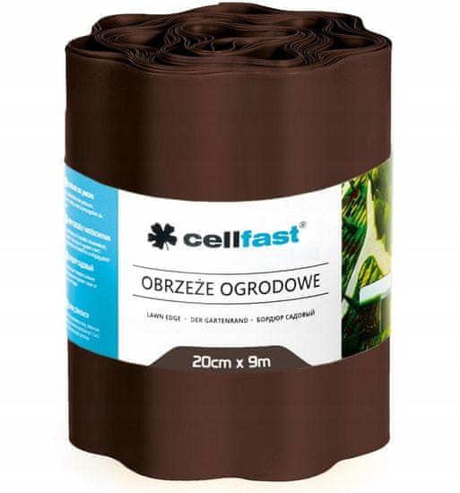 Cellfast Hnedé plastové záhradné obruby 20 cm x 9 m