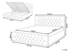 Beliani Zamatová posteľ s úložným priestorom 140 x 200 cm béžová AMIENS