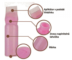Verk AG647F Fľaštička s hrebeňom na farbenie vlasov - ružová