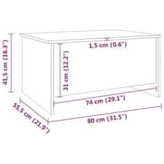 Vidaxl Konferenčný stolík hnedý dub 80x55,5x41,5 cm spracované drevo