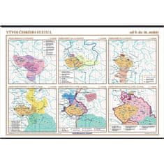 Vývoj českého štátu I. (od 9. do 16. storočia) – školská nástenná mapa/136 x 96 cm