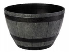 Galicja Šedý okrúhly hrniec s imitáciou dreva 40 cm Barrel