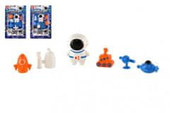 Teddies Kozmonaut/astronaut s doplnkami plast 5cm 3 druhy na karte