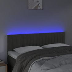 shumee Čelo postele s LED tmavosivé 144x5x78/88 cm zamat