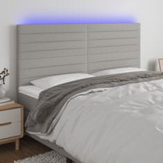 shumee Čelo postele s LED bledosivé 160x5x118/128 cm látka