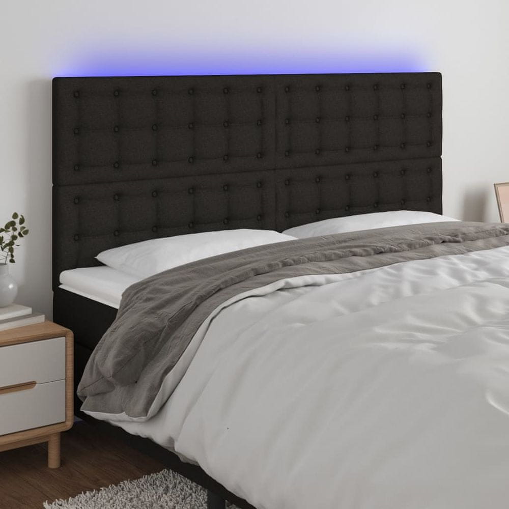shumee Čelo postele s LED čierne 180x5x118/128 cm látka