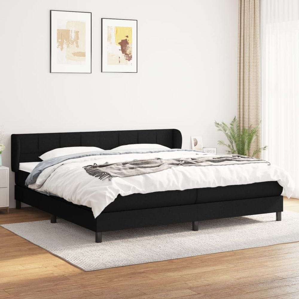 shumee Boxspring posteľ s matracom čierna 200x200 cm látka