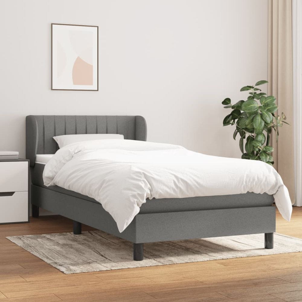 Vidaxl Boxspring posteľ s matracom tmavosivá 100x200 cm látka