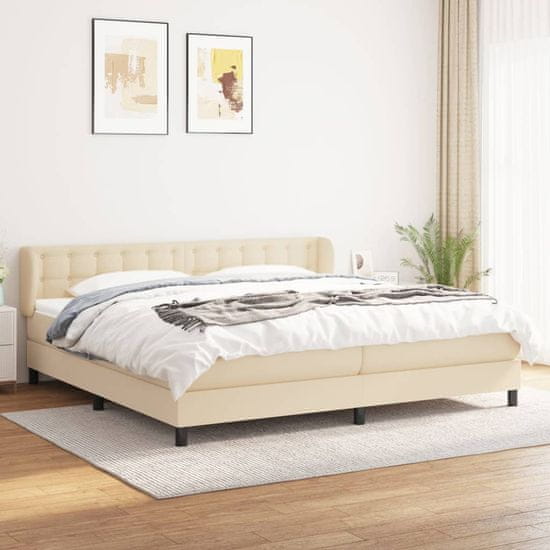 Vidaxl Boxspring posteľ s matracom krémová 200x200 cm látka