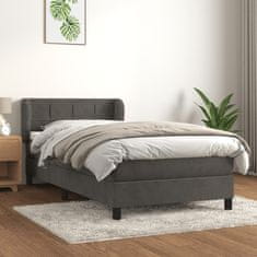 shumee Posteľný rám boxspring s matracom tmavosivý 100x200 cm zamat